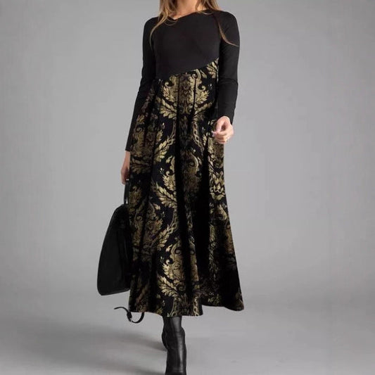 Vorano-Dublin™ | Vintage Gold Baroque Maxi Dress