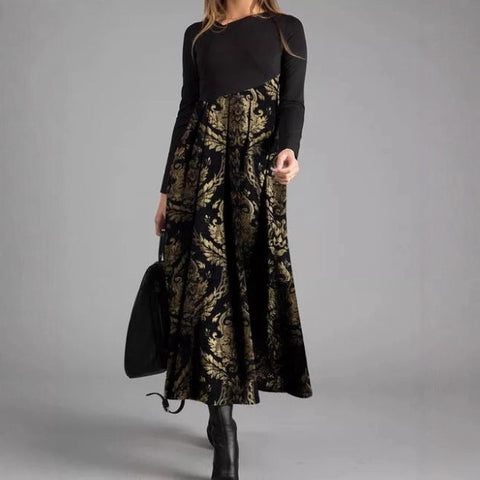 Vorano-Dublin™ | Vintage Gold Baroque Maxi Dress