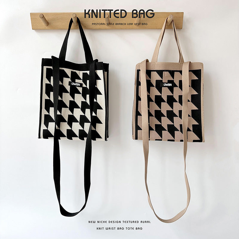 Vorano-Dublin™ | Houndstooth knit tote