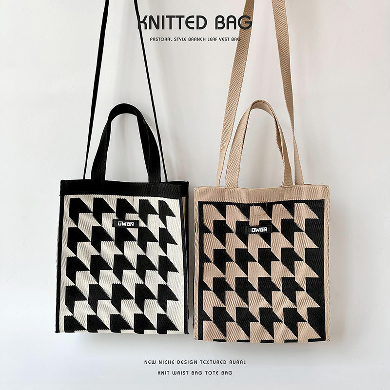Vorano-Dublin™ | Houndstooth knit tote